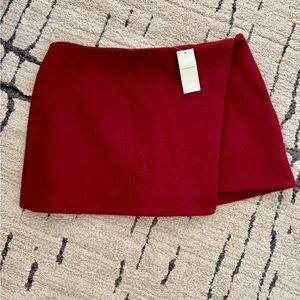 NWT Abercrombie & Fitch Red Asymmetrical Wrap Mini Skirt Medium